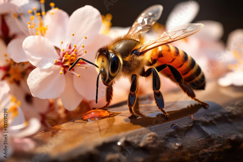 A bumblebee peacefully coexisting with a beekeeper, both tending to the blossoms and honey production, representing the symbiotic relationship between humans and these vital pollinators | ACTORS: Bumb