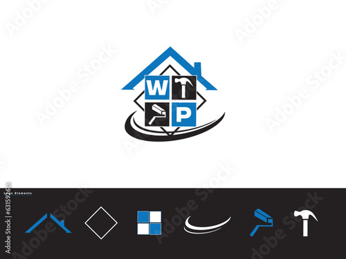 WP, wp Real Estate Construction Logo, Creative Wp Business Logo Letter Vector Design