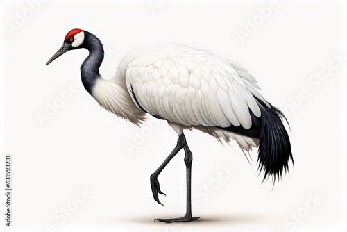 Red-crowned Crane white background © Asep