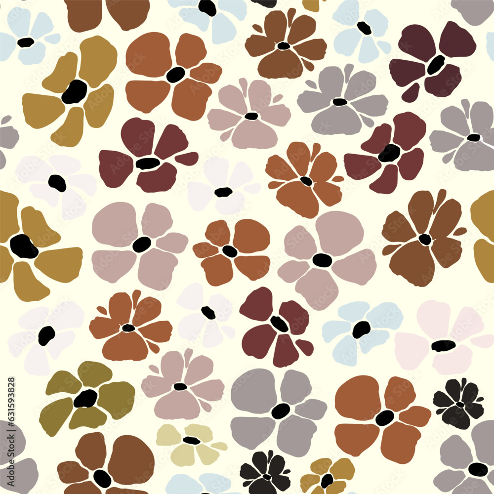 Fototapeta premium floral background of brown-gray flowers, design elements. Trendy composition of abstract art templates. for printing postcards, posters, social networks, banner design and the Internet.