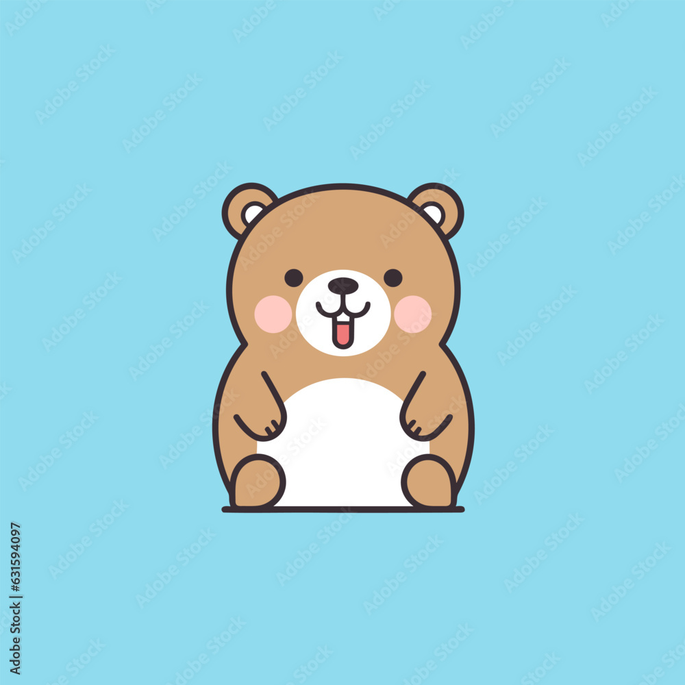 Naklejka premium Bear. Bear hand-drawn comic illustration. Cute vector doodle style cartoon illustration.