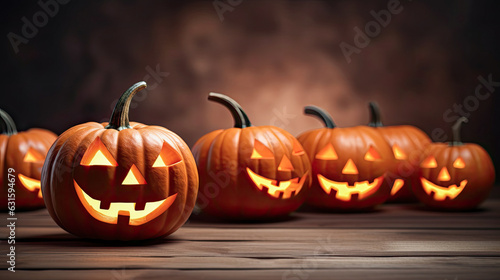 Halloween pumpkin and candles, jack o lantern, generative ai