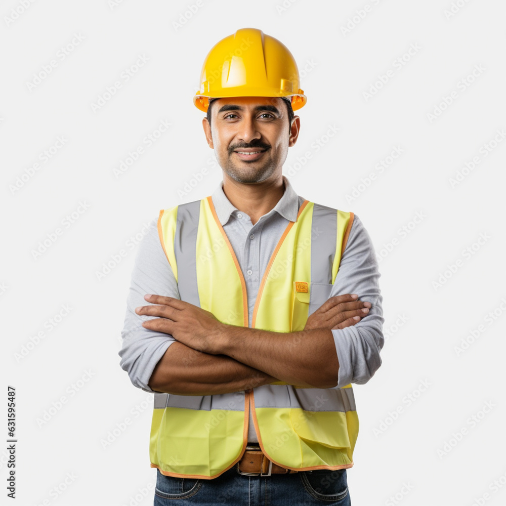Portrait Engineer confident smiling white background Portrait Engineer confident smiling white background