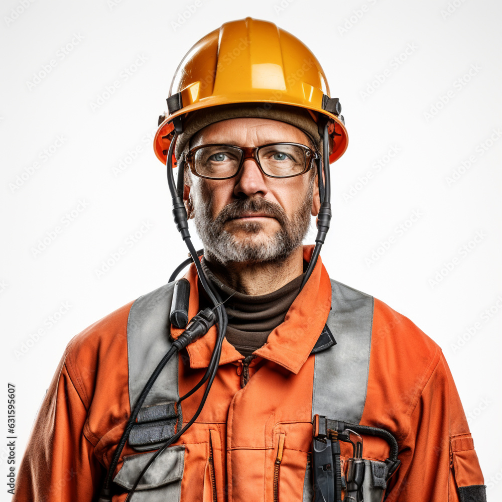 Portrait Engineer confident smiling white background Portrait Engineer confident smiling white background
