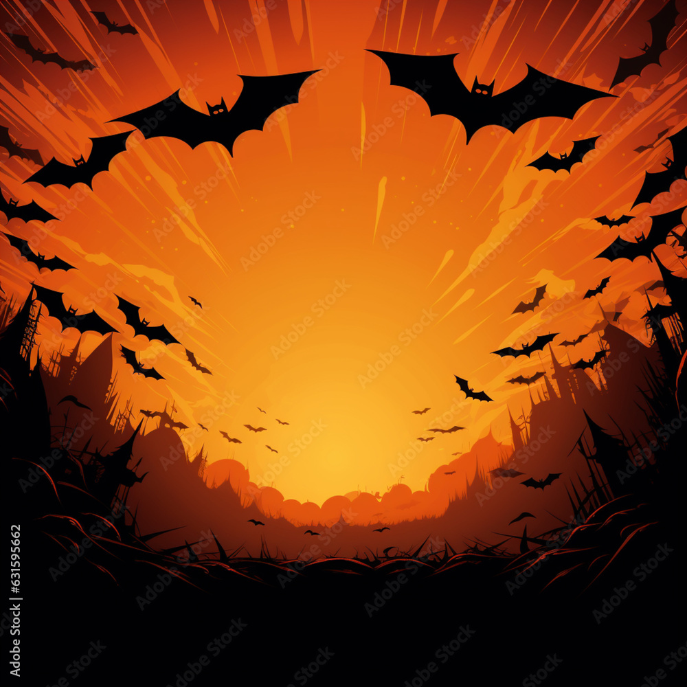 A bat Halloween background orange tone