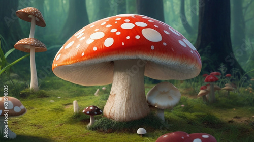 fly agaric mushroom in forest