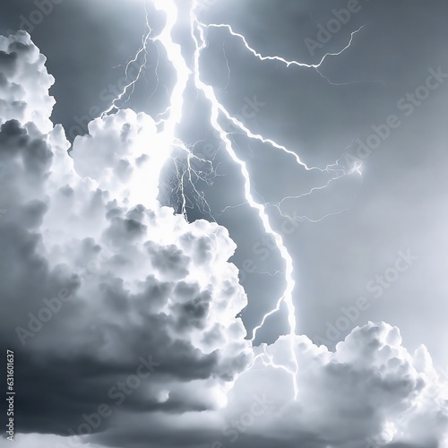 lightning storm over the sky with clouds and lightning. ai generative 