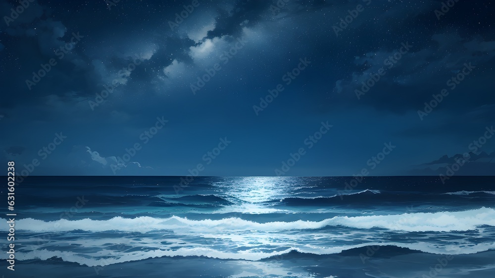 night sky and sea ,AI generation