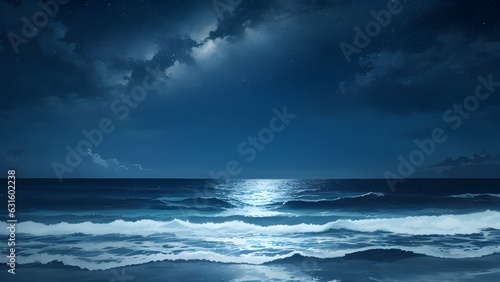 night sky and sea ,AI generation