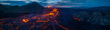 Aerial Panoramic view of Volcano Eruption, Litli-Hr?tur Hill.