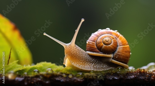 Close up of a Snail over a Nature Background, Animal Photography.