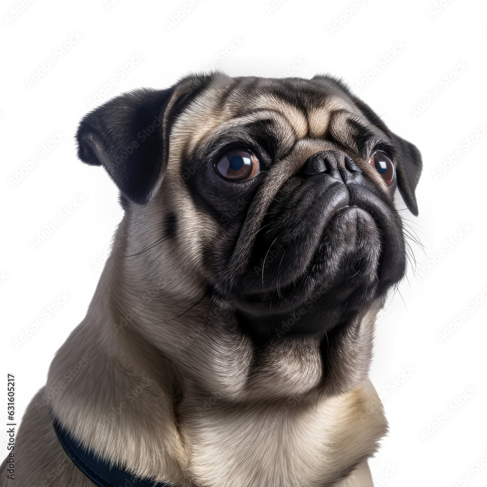 Pug, isolated on transparent, PNG, HD