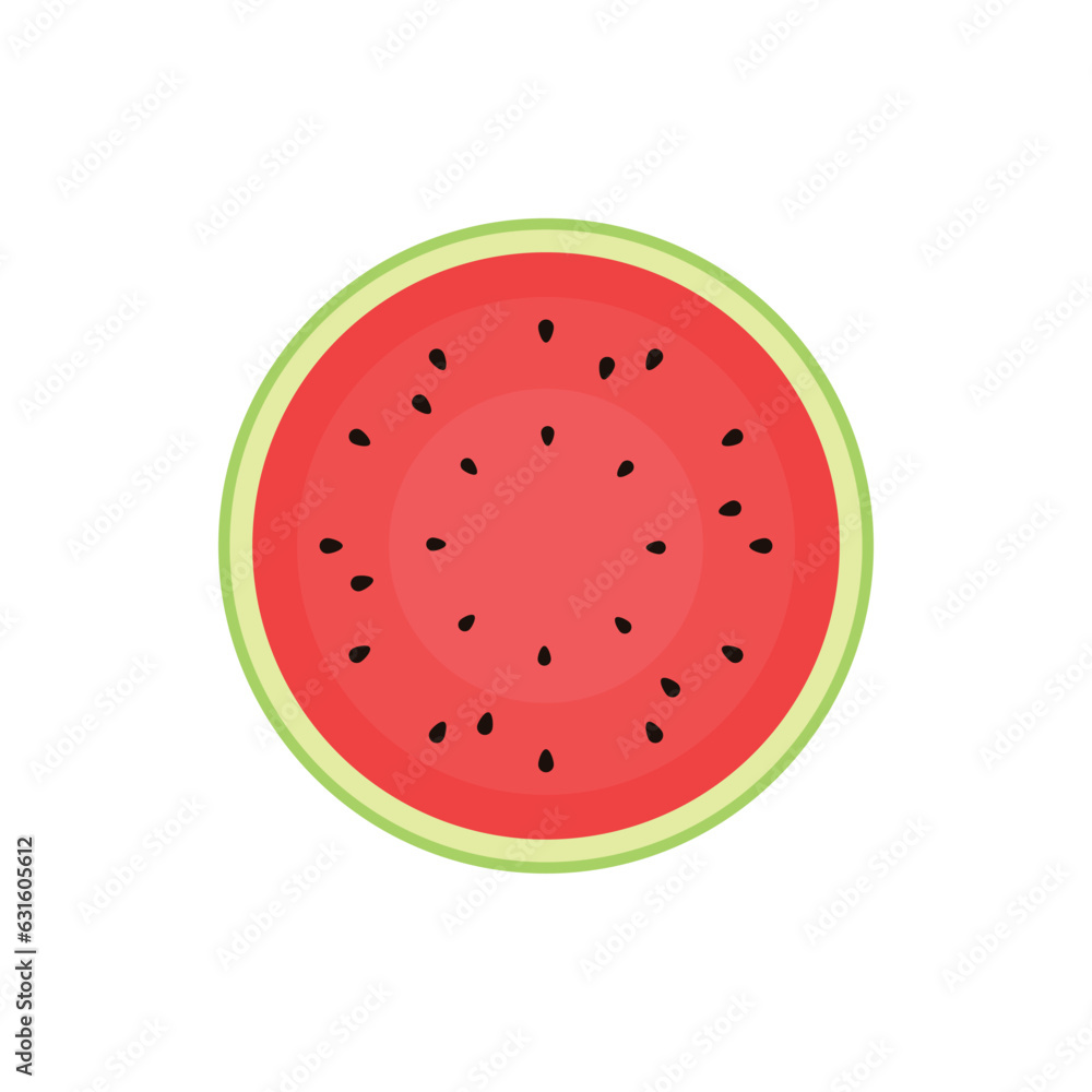 Flat half juicy watermelon on white background Flat half juicy watermelon on white background