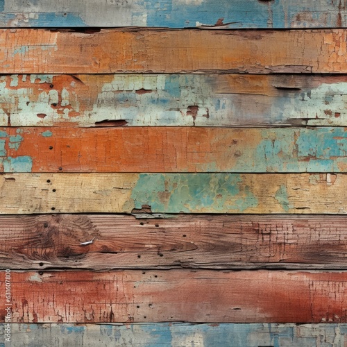 a seamless tileable texture of faded peeling paint on old barn boards generative AI