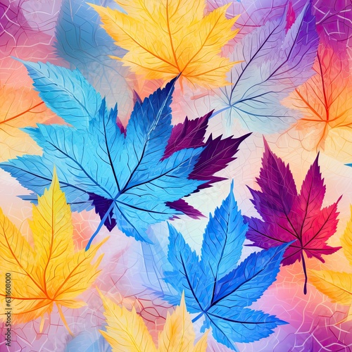 a seamless tileable texture of frosted autumn leaves generative AI