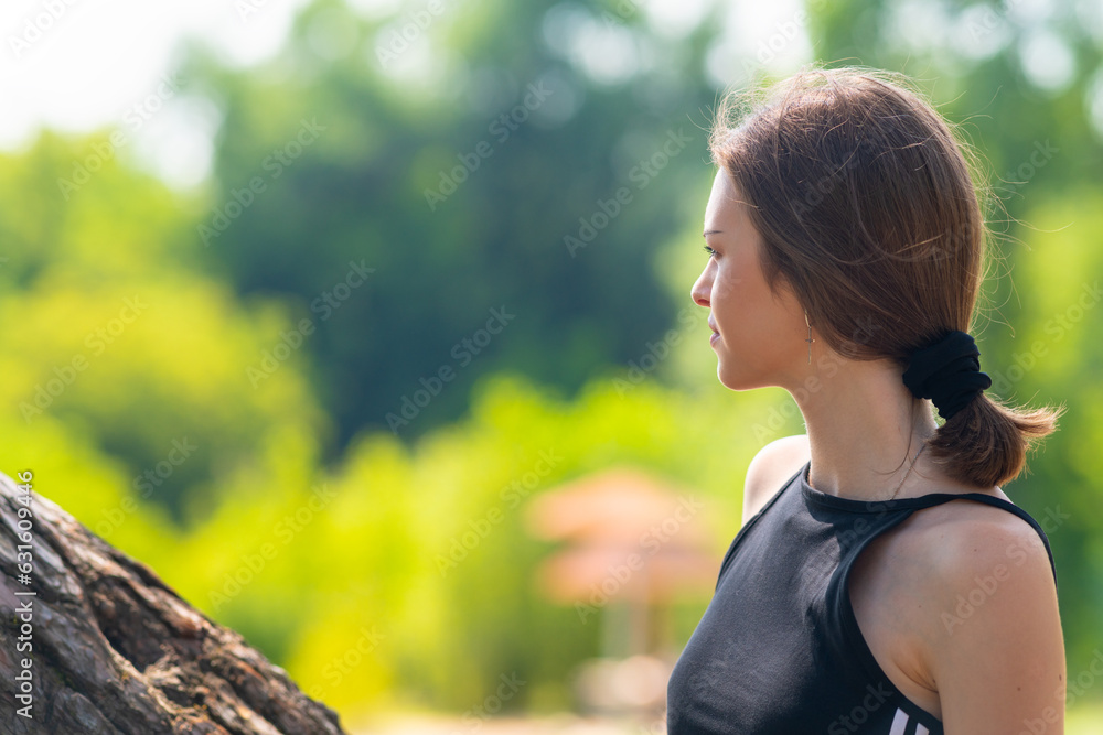 Close-up of a girl looking into the distance