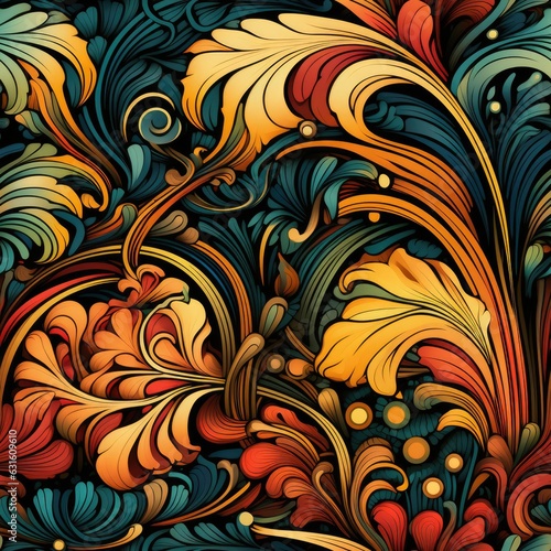 a seamless tileable texture of art nouveau enchantment the graceful curves and organic motifs of art nouveau art come together in a mesmerizing tapestry generative AI