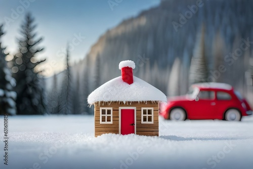house in snow generated by AI technology 