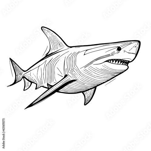 Shark vector illustration. sketch with a ballpoint pen. line art