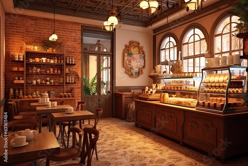Charming Cafe  Aromatic Coffee  Delectable Pastries   Welcoming Atmosphere  generative AI