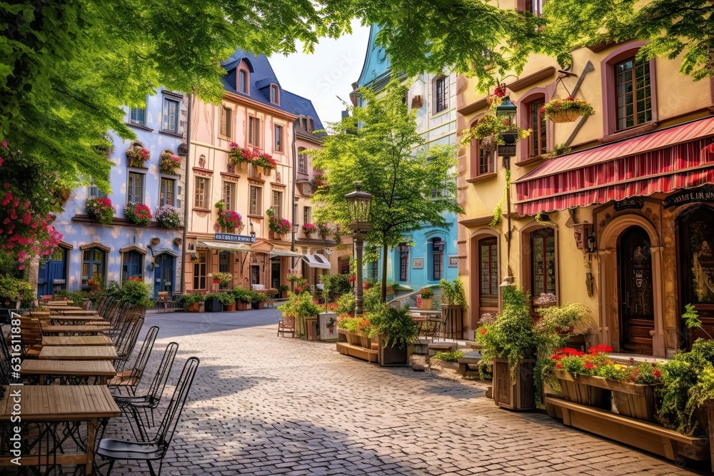 Cobblestone Streets, Colorful Facades, and Quaint Cafes: Exploring a Charming European Village, generative AI