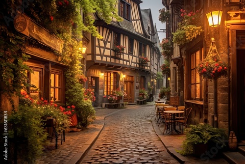 Europe s Enchanting Village  Cobblestone Streets  Charming Cafes  and Historical Architecture  generative AI