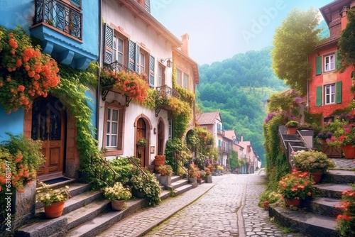 Exploring the Enchanting Streets of a Colorful European Village: A Picturesque Escapade, generative AI © Michael