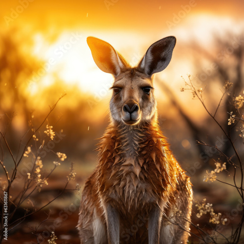 Kangaroo in its Natural Habitat, Wildlife Photography, Generative AI © Vig