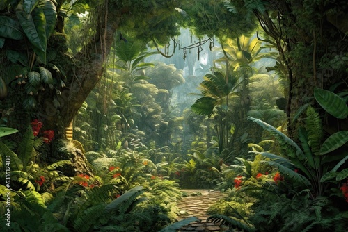 Exotic Wildlife and Lush Greenery  Discover the Enchanting Secrets of a Dense Jungle  generative AI