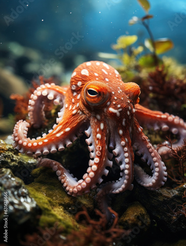 Octopus in its Natural Habitat, Wildlife Photography, Generative AI © Vig
