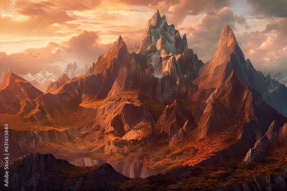 Panoramic Views and Towering Peaks: Exploring a Majestic Mountain Range, generative AI