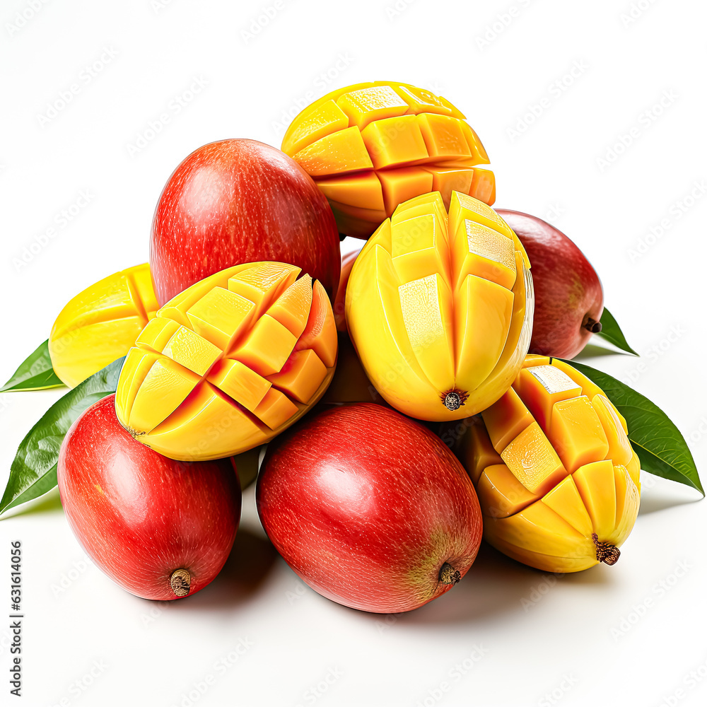 ripe juicy mango on white background AI generated, high quality 3D illustration ripe juicy mango on white background AI generated, high quality 3D illustration