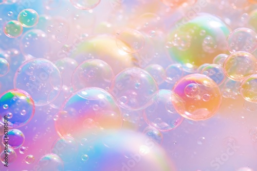 Ephemeral rainbow bubbles texture background, iridescent and floating soap bubbles, whimsical and dreamlike surface