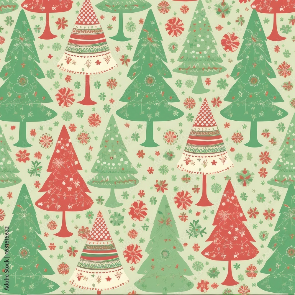 Christmas tree and ornaments pattern