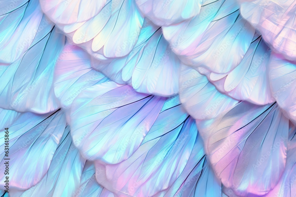 Obraz premium Opalescent butterfly wings texture background, shimmering and colorful butterfly wings, delicate and iridescent surface