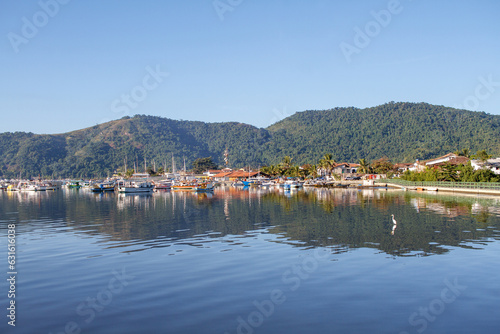 boats in the port of paraty in Rio de Janeiro.