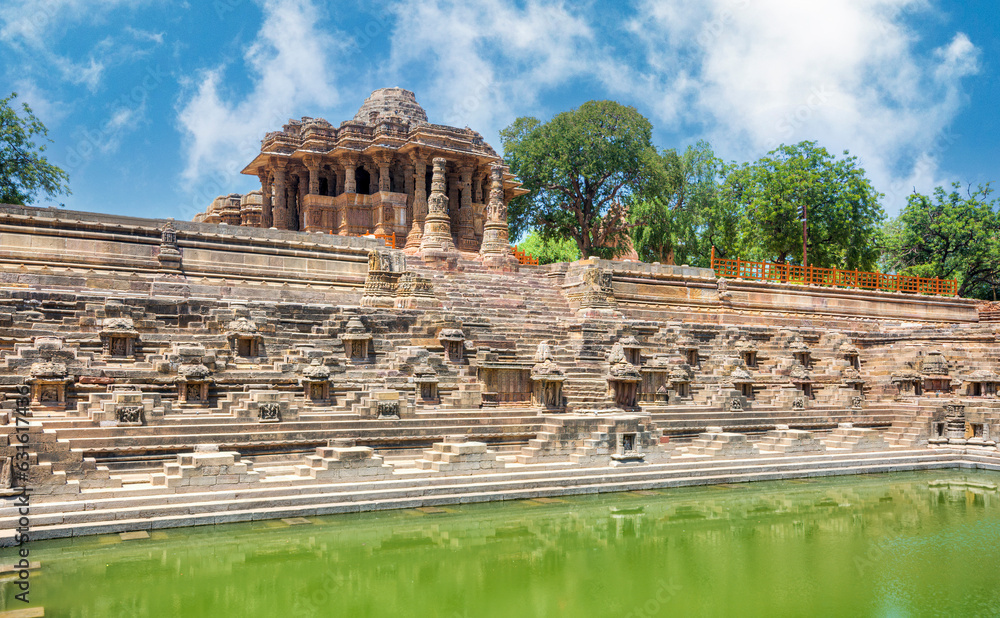 The Sun Temple at Modhera is an ancient Hindu temple located in the western state of Gujarat, India. Built in the 11th century during the reign of the Solanki dynasty, the temple was dedicated to Sun