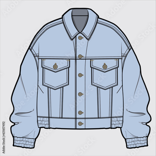 ICE WASH DENIM WITH ELASTICATED CUFF AND WAIST DESIGNED FOR WOMEN AND TEEN GIRLS IN VECTOR ILLUSTRATION
