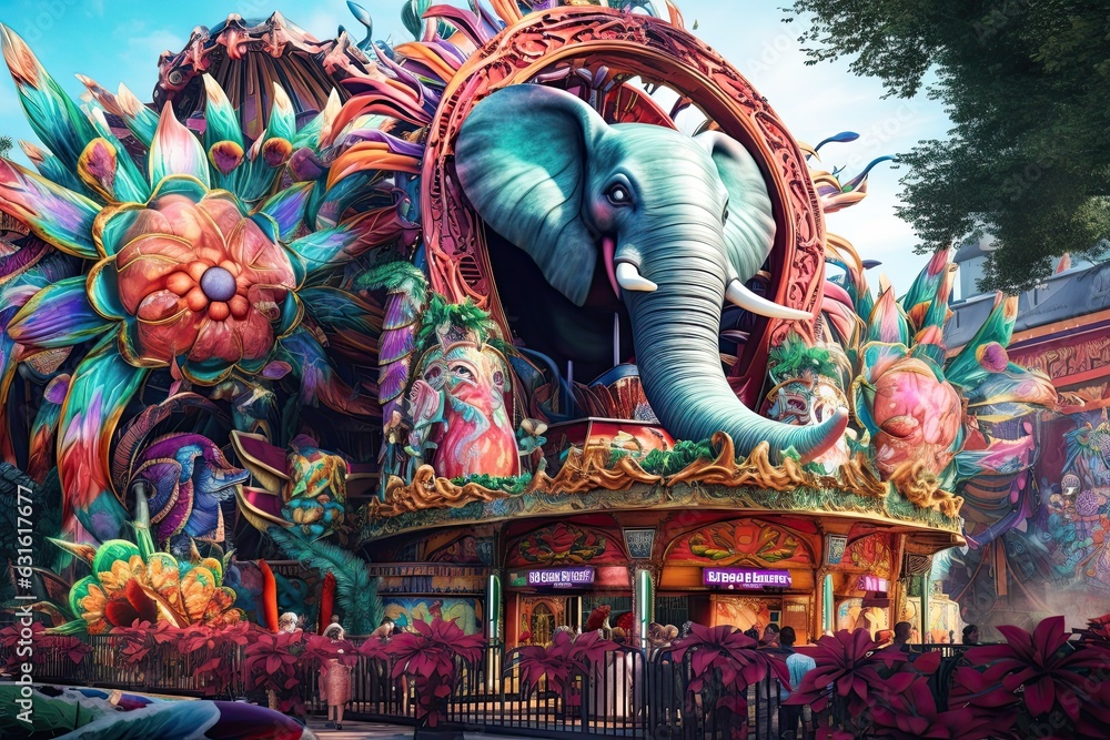 Obraz premium Colorful Rides, Lively Music: Dive into the Vibrant Carnival Atmosphere with Joyful Laughter!, generative AI
