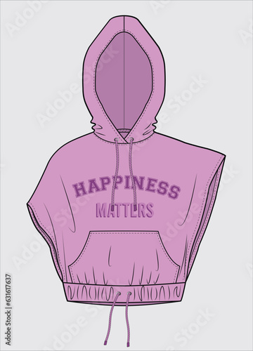 DOLMAN MAGYAR SLEEVES HOODED SWEAT TOP WITH TEXT GRAPHIC DETAIL DESIGNER FOE WOMEN AND TEEN GIRLS IN VECTOR ILLUSTRATION