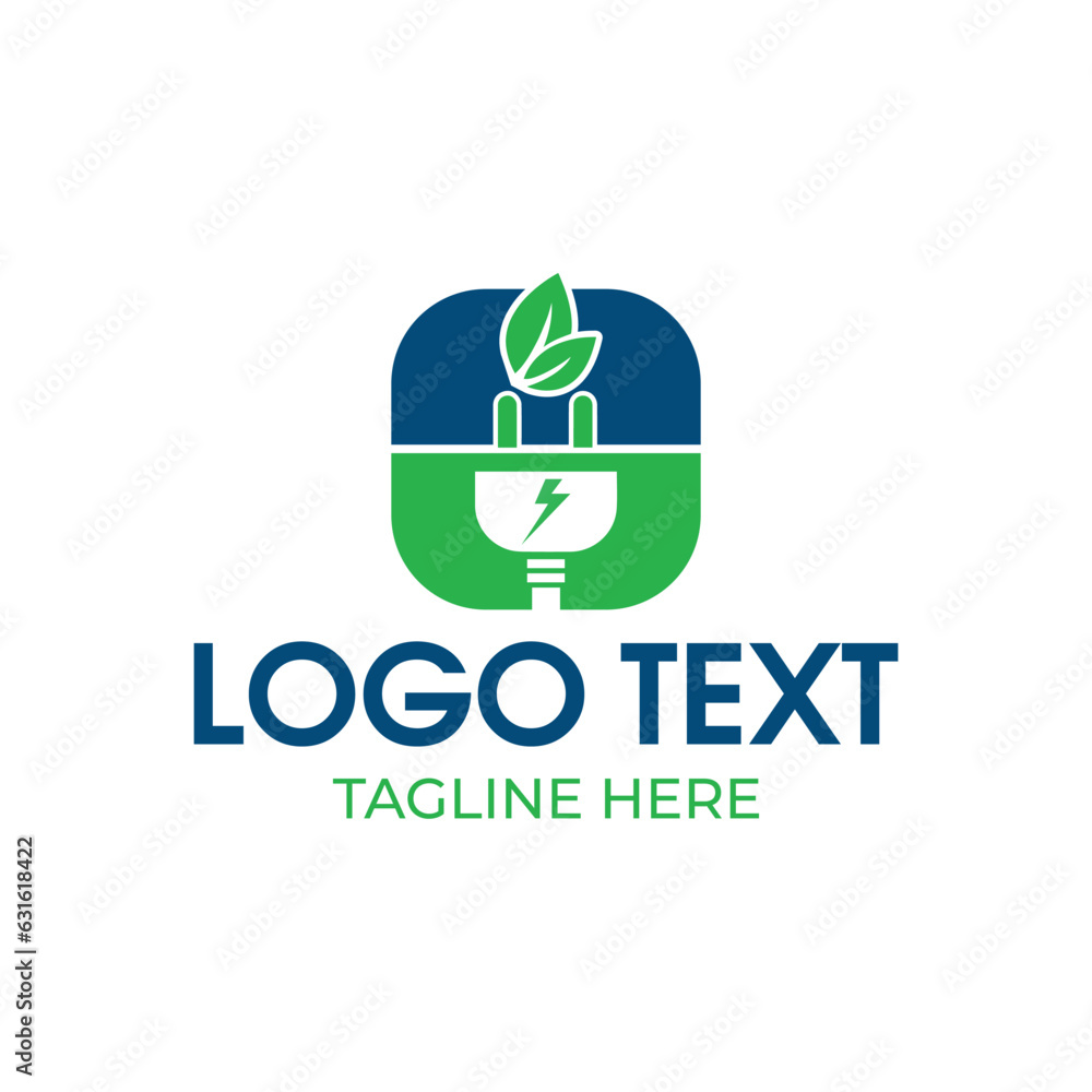 Electrical plug and leaf logo design Electrical plug and leaf logo design