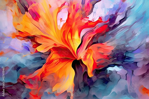 Dynamic Shapes and Vibrant Colors: An Abstract Digital Artwork with a Sense of Movement, generative AI