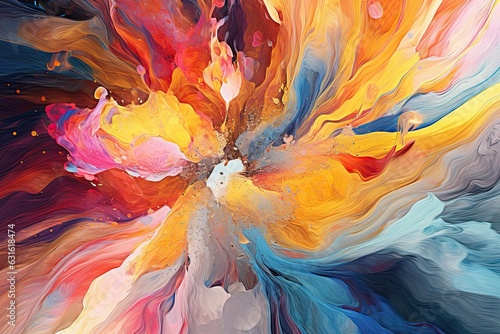 Swirling Colors and Dynamic Shapes: An Abstract Digital Artwork Bursting with Energy, generative AI