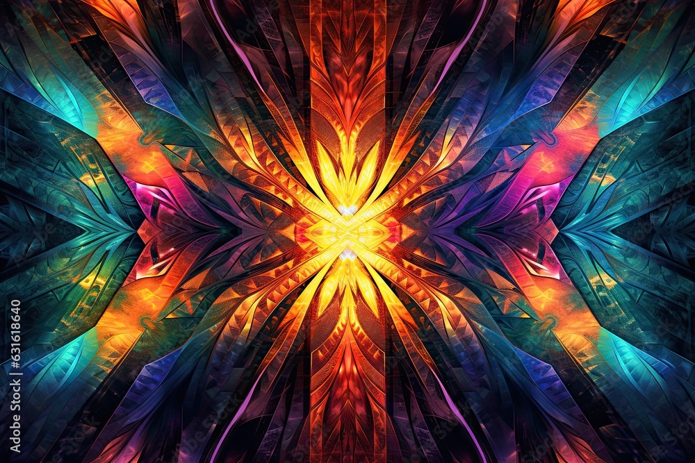 Fototapeta premium Vibrant Colors Blend in Mesmerizing Pattern: Abstract Digital Artwork, generative AI