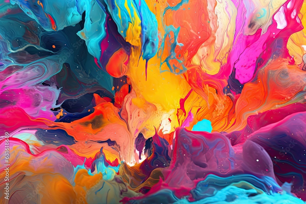Vibrant Colors, Fluid Shapes, and Rhythm Unite in an Abstract Digital Artwork, generative AI