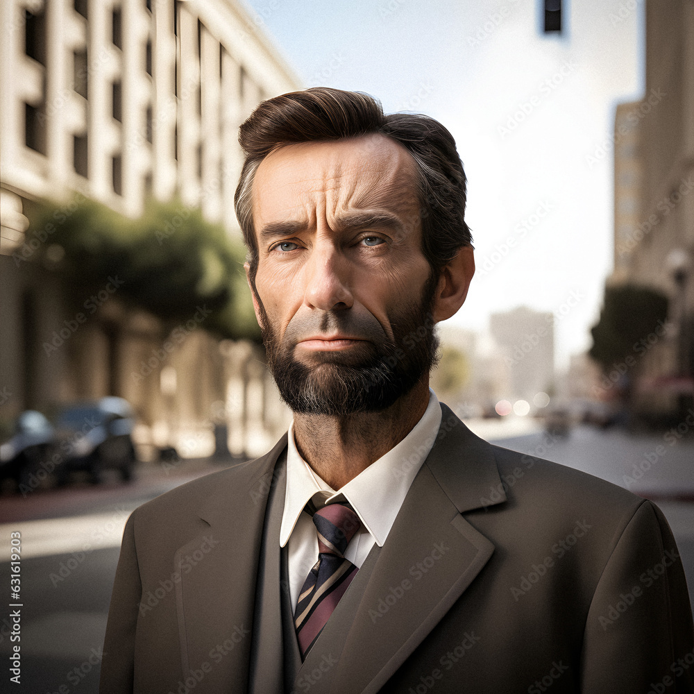 Contemporary Portrayal: Abraham Lincoln in Modern Attire - generativa ai