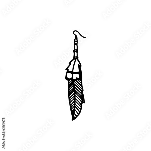 bird feather earrings vector illustration
