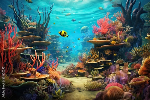 Discover the Enchanting Underwater World  Exploring Colorful Coral  Diverse Marine Life  and a Vibrant Ecosystem  generative AI