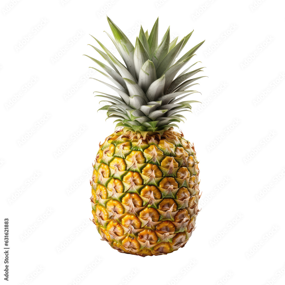 Pineapple isolated on a transparent background, generative ai Pineapple isolated on a transparent background, generative ai