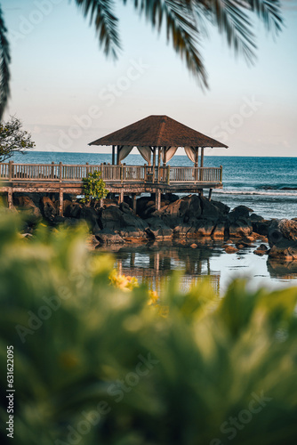 Wooden Pier on the Tropical Beaches of Mauritius